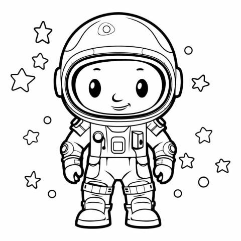 Coloring book for children: astronaut in space suit.