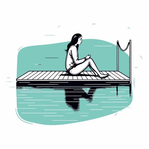 Woman sitting on a pontoon in the water.