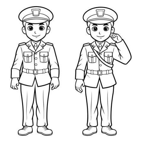 Coloring book for children: Policeman in uniform (vector)