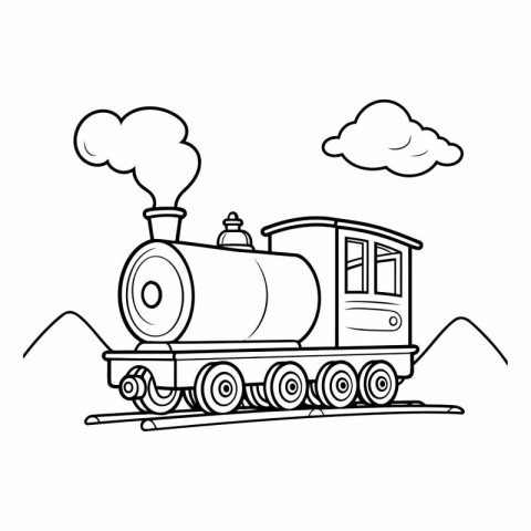 Steam locomotive icon. Outline illustration of steam locomotive