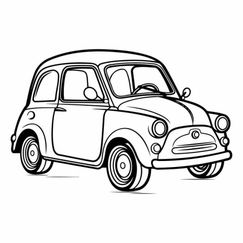 Retro car isolated on white background. Vector hand drawn illust