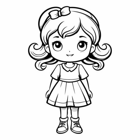 Coloring book for children: girl in a skirt