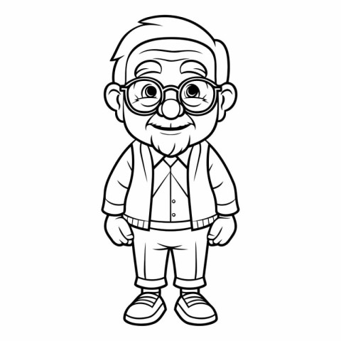 Grandfather Cartoon Mascot Character Vector Illustration. EPS10