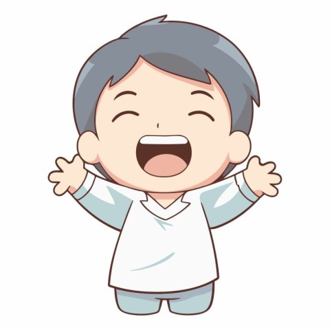 cute boy laughing on white background vector illustration graphi