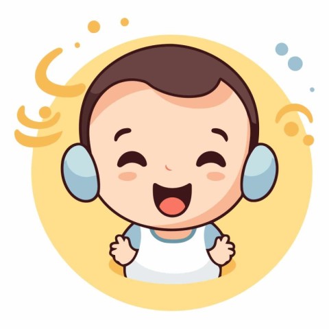 Cute Baby Boy Smiling Cartoon Vector Icon Illustration Graphic D