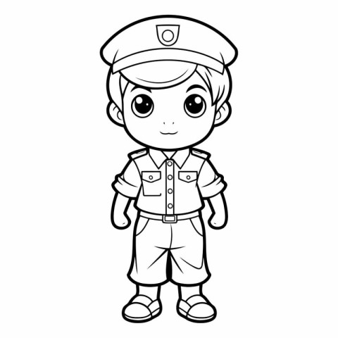 Coloring book for children: Boy in uniform (policeman)