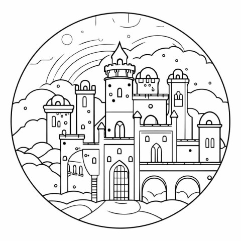 Castle. Coloring book for children. Outline drawing