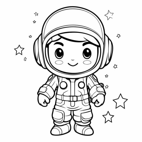 Coloring Page Outline Of Cartoon Astronaut Character Vector Illu