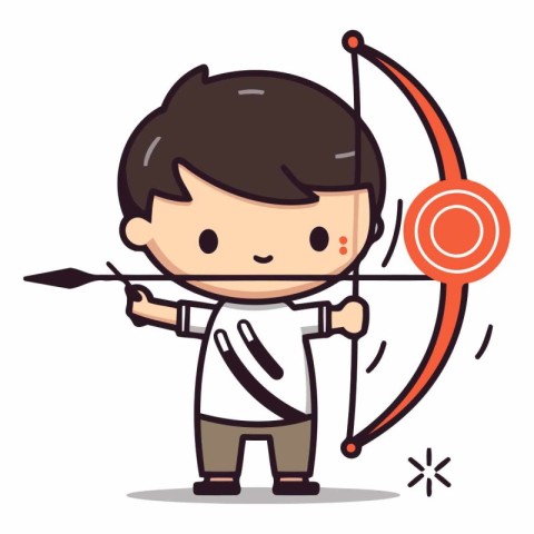 Cute boy aiming with bow and arrow of a boy with bow and arrow.