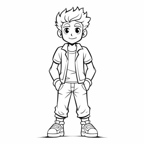 Cartoon Teenager Boy Character in Casual Clothes Vector Illustra