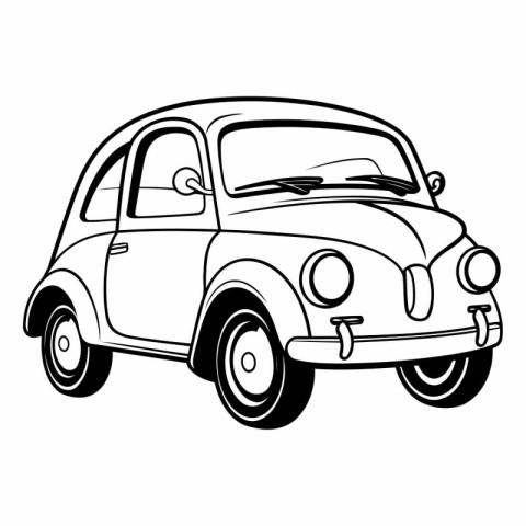 Retro car icon. outline style of a retro car.