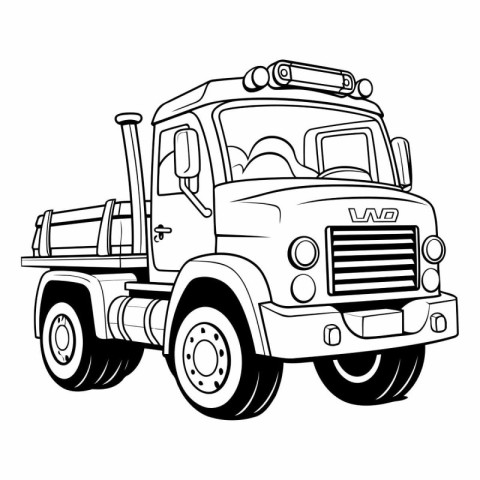 Pickup truck isolated on white background. Hand drawn vector ill