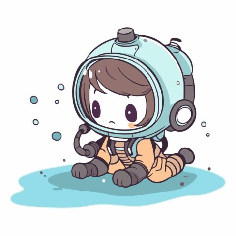 cute little girl in astronaut costume. eps10