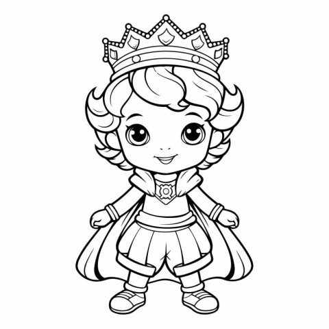 Coloring Page Outline Of Cartoon fairy tale princess with crown.