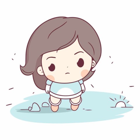 cute little girl crying in puddle vector illlustration design