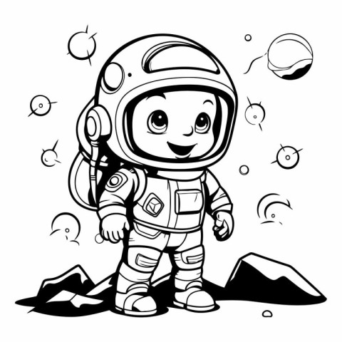 Vector illustration of Cute astronaut in space suit. Cartoon sty