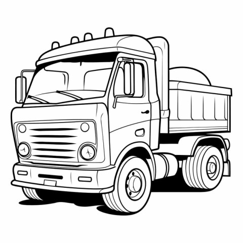 Illustration of a truck with a trailer on a white background.