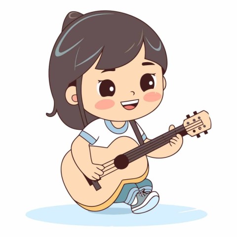 Cute little girl playing ukulele.