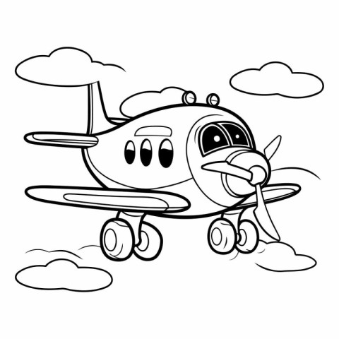 Airplane in the clouds of a cartoon airplane.