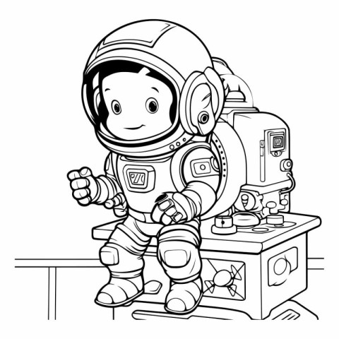 Coloring Page Outline Of Astronaut Cartoon Character Vector Illu