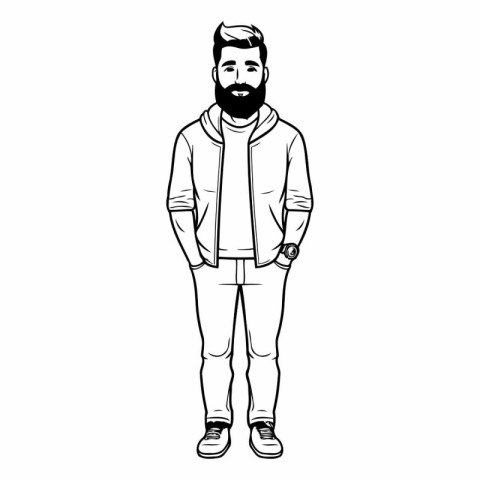 Hipster man with beard and mustache in casual clothes.