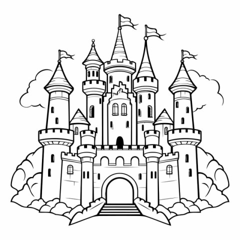 Castle icon. Fairytale kingdom fairytale and fantasy theme. Isol