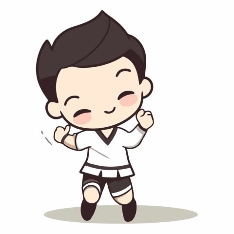 Kung fu pose - Cute Cartoon boy vector illustartion