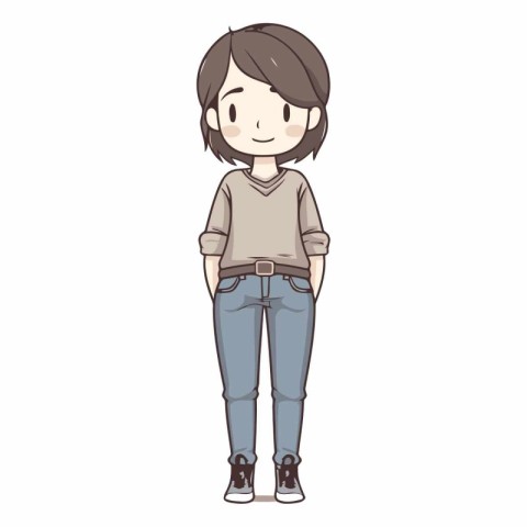 Illustration of a young woman wearing casual clothes.