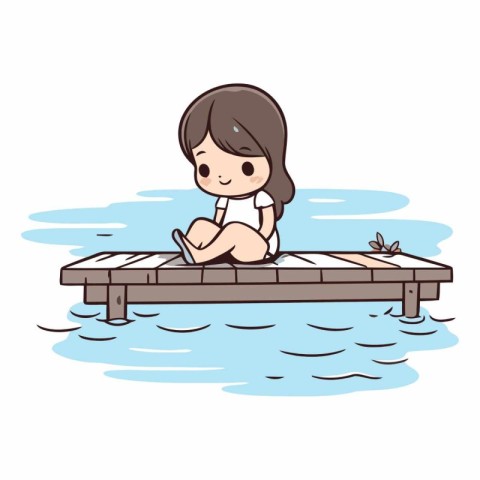 girl relaxing on a wooden jetty in the water