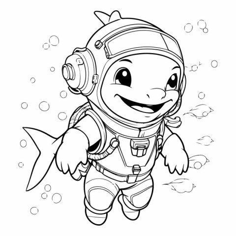 Coloring Page Outline Of a Cute Cartoon Astronaut Character