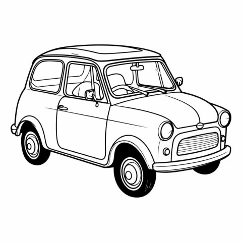 Retro car. Hand drawn vector illustration in doodle style