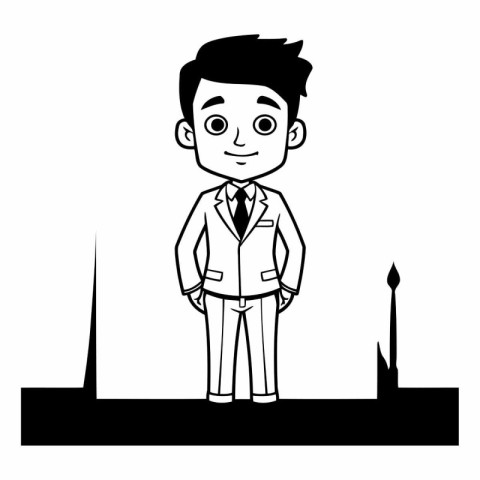 businessman avatar cartoon character in black and white vector i