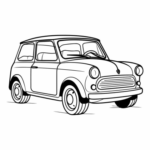 Vintage retro car isolated on white background. Hand drawn vecto