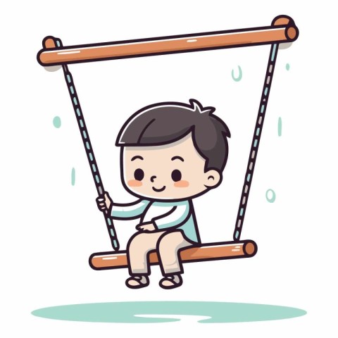 Cute boy playing swing of a happy child swinging on a swing.