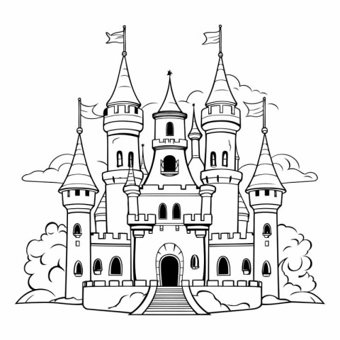 Castle icon. Fairy tale medieval and fantasy theme. Isolated des