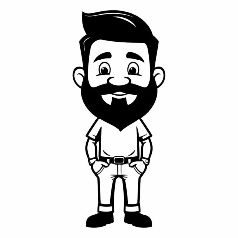 man with beard and bowtie cartoon icon over white background