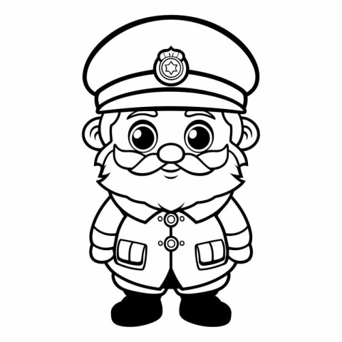 Black and White Cartoon Illustration of Pirate Captain or Sailor