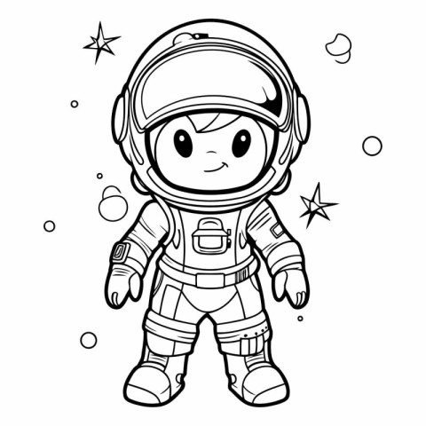 Coloring book for children: astronaut in space suit.