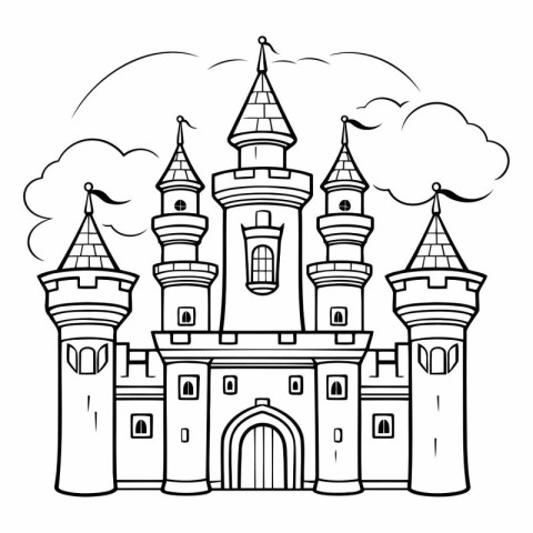 Fairytale castle. Fairytale castle for coloring book