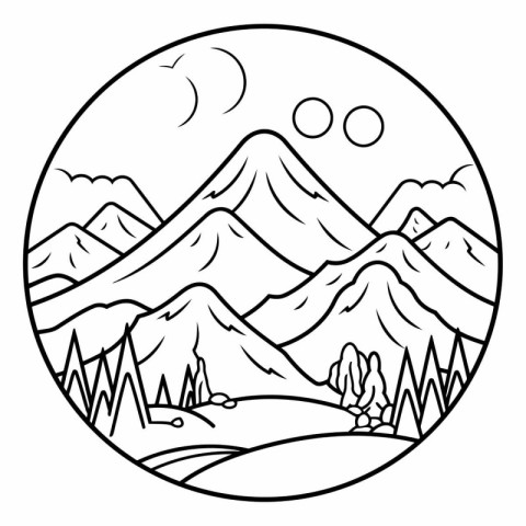 Mountain landscape icon. Outline illustration of mountain landsc