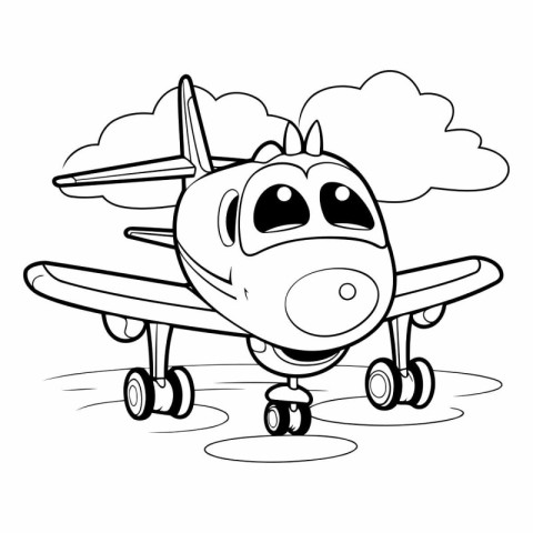 Cartoon Illustration of Funny Plane or Airplane Character for Co