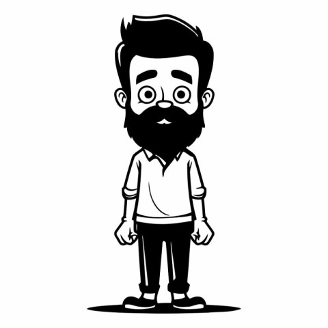 Hipster man cartoon with beard and mustache vector illustration