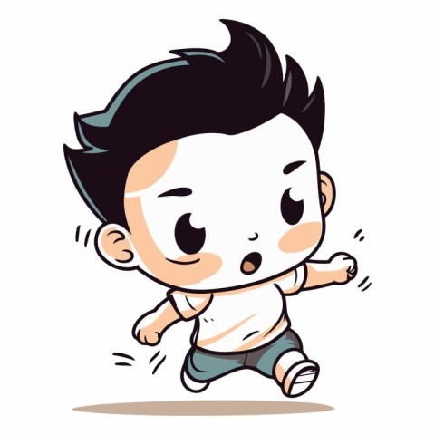 Boy running vector illustration isolated on a white background.