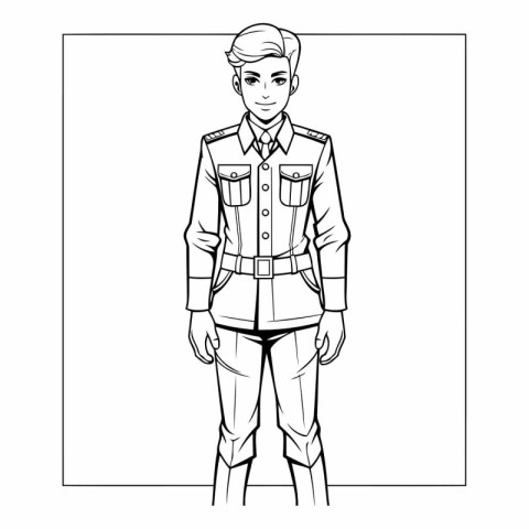 Sketch of a young man in a military uniform.