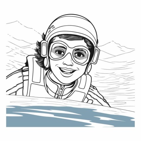 Vector illustration of a young woman in a helmet and glasses on