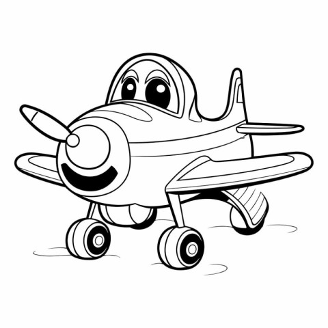 Coloring book for children: airplane. Cartoon style.