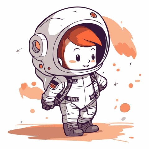 Cartoon astronaut girl in space suit of a cartoon astronaut.