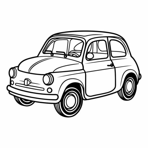 Retro car isolated on white background. Hand drawn vector illust