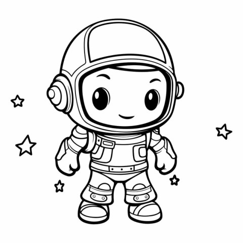 Cute cartoon astronaut for coloring book or page.