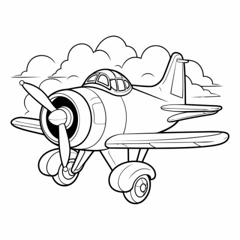 Airplane in the clouds. Coloring book for children